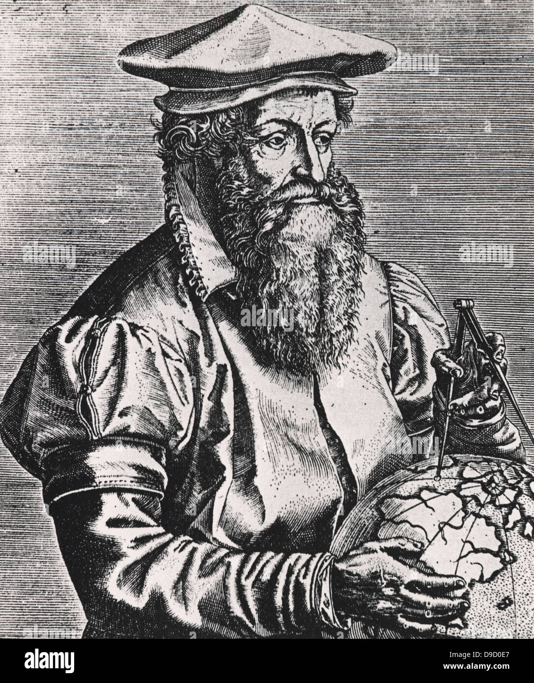 Gerhardus Mercator, geboren Gerhard Kremer (1512-1594) Flämische Map Maker und Geograph. Erfinder der Mercator-projektion. Von imaginiert doctorum vivorum.... Antwerpen, 1587, von Philippe Galle. Stockfoto