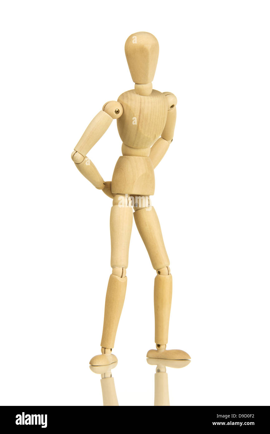 Glied-Puppe mit Rückenschmerzen Gelenk wirklich mit Backen Schmerzen Stockfoto