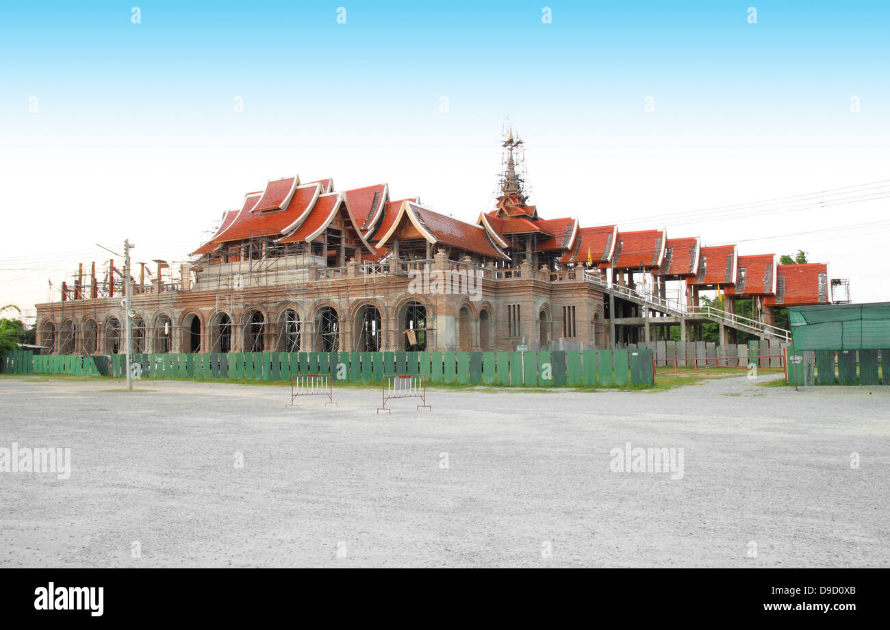 Thai Tempel Stil Gebäude im Bau, Thailand Stockfoto
