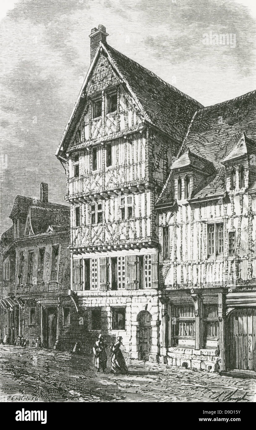 Pierre Corneille (1606-1684), französischer Autor, einer der drei großen siebzehnten Jahrhundert französischer Dramatiker, zusammen mit Molière und Racine. Haus in der Rue de la Pie, Rouen, in dem er geboren war. Stockfoto