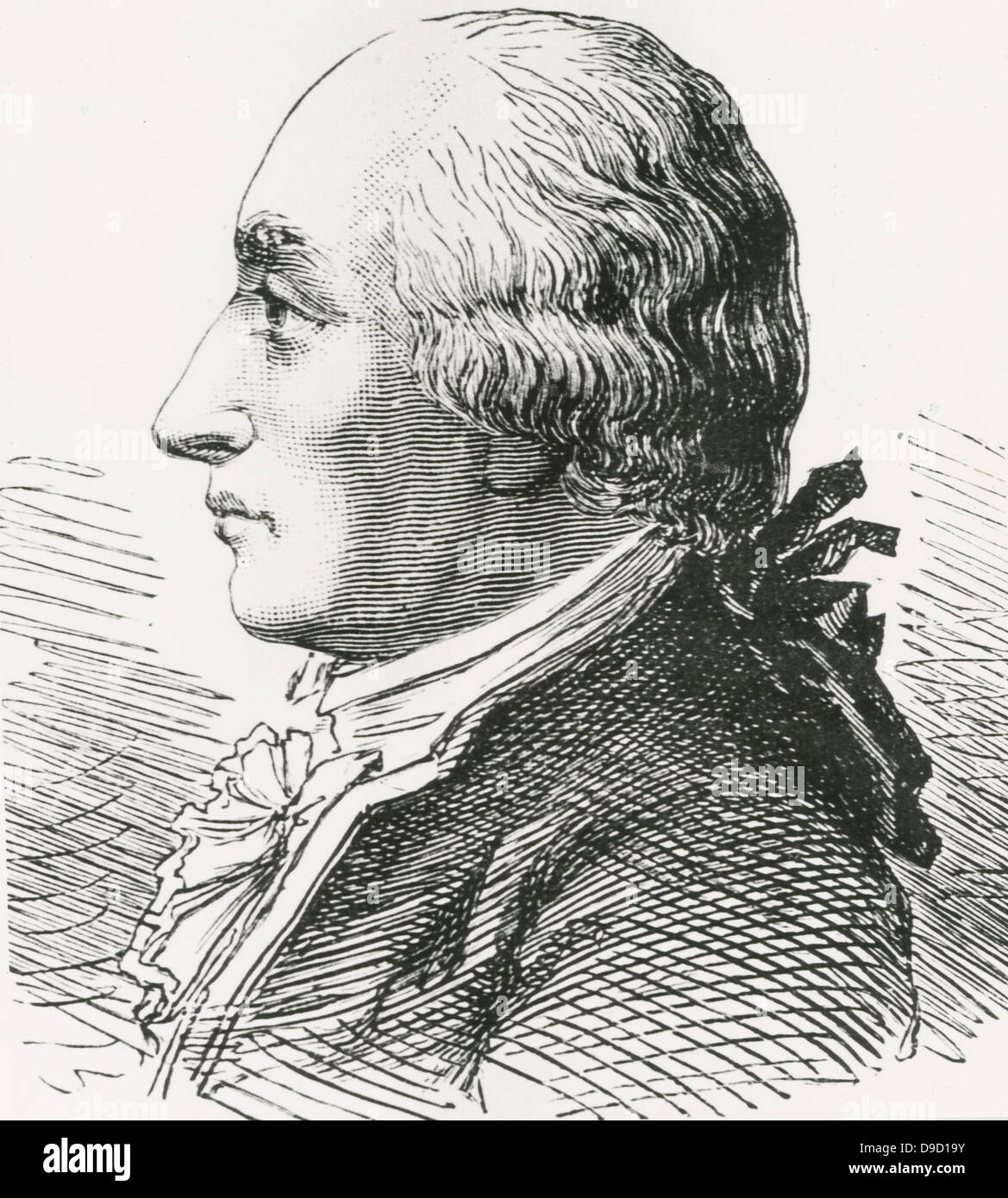 Jacques Alexandre César Charles (1746-1823) Französische Wissenschaftler, Mathematiker und Ballonfahrer. Vorreiter bei Einsatz von Wasserstoff in Ballonfahren. Professor für physcis am Conservatoire des Arts Et Metiers. Stockfoto