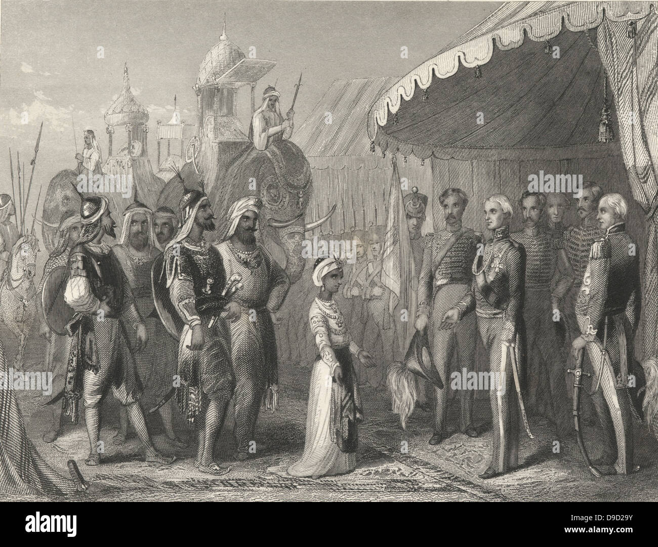 Erste Anglo-Sikh Krieges 1845-1846: maharadscha Duleep Singh (1838-1893) Einreichen an Sir Henry Hardinge, Generalgouverneur von Indien, 19. Februar 1846. Stockfoto