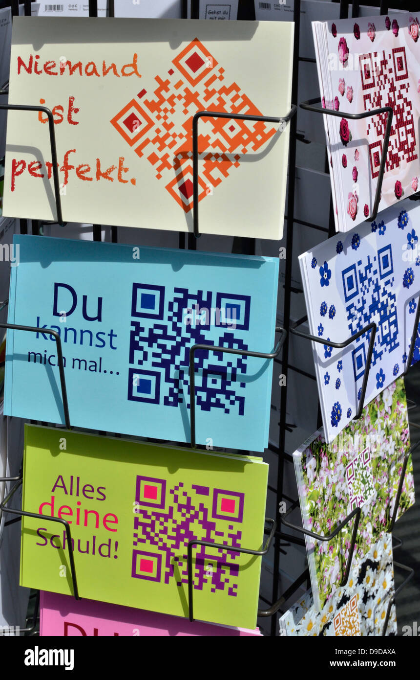 3D Barcodes auf Schweizer Postkarten Stockfoto