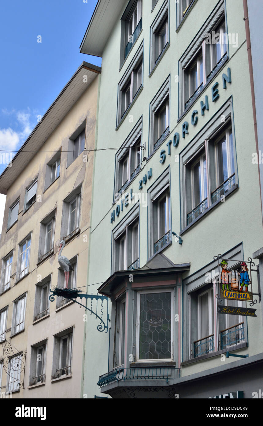 Hotel Zum Storchen, Einsiedeln, Schwyz, Schweiz. Stockfoto