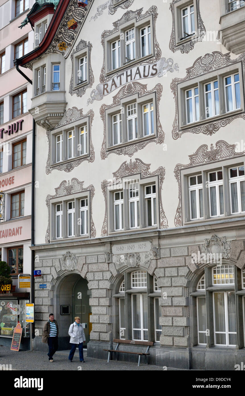 Rathaus (Town Hall), Einsiedeln, Schwyz, Schweiz. Stockfoto