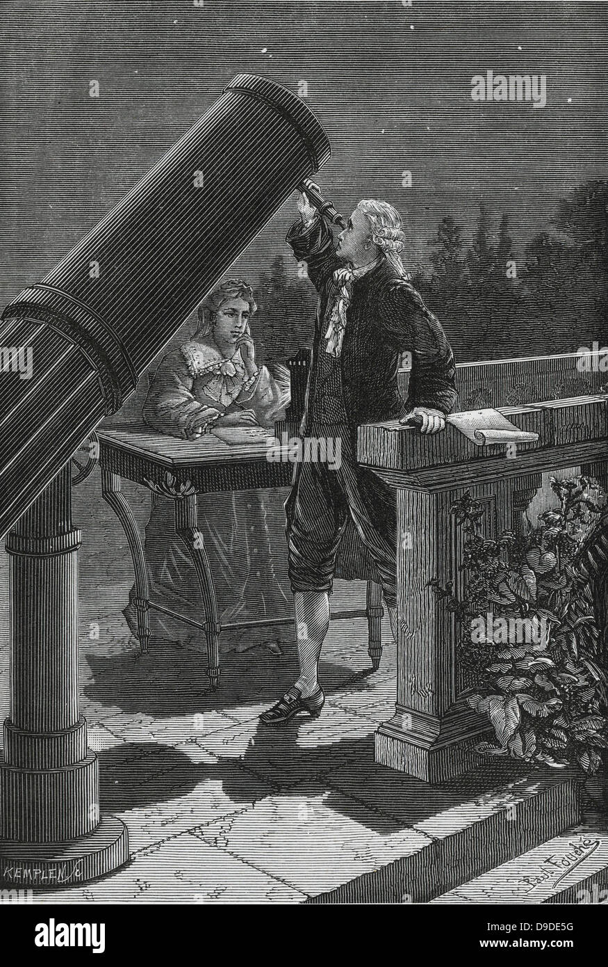 William Herschel (1738-1822) Uranus 1781 zu entdecken. Seine Schwester Caroline Notizen. Stockfoto