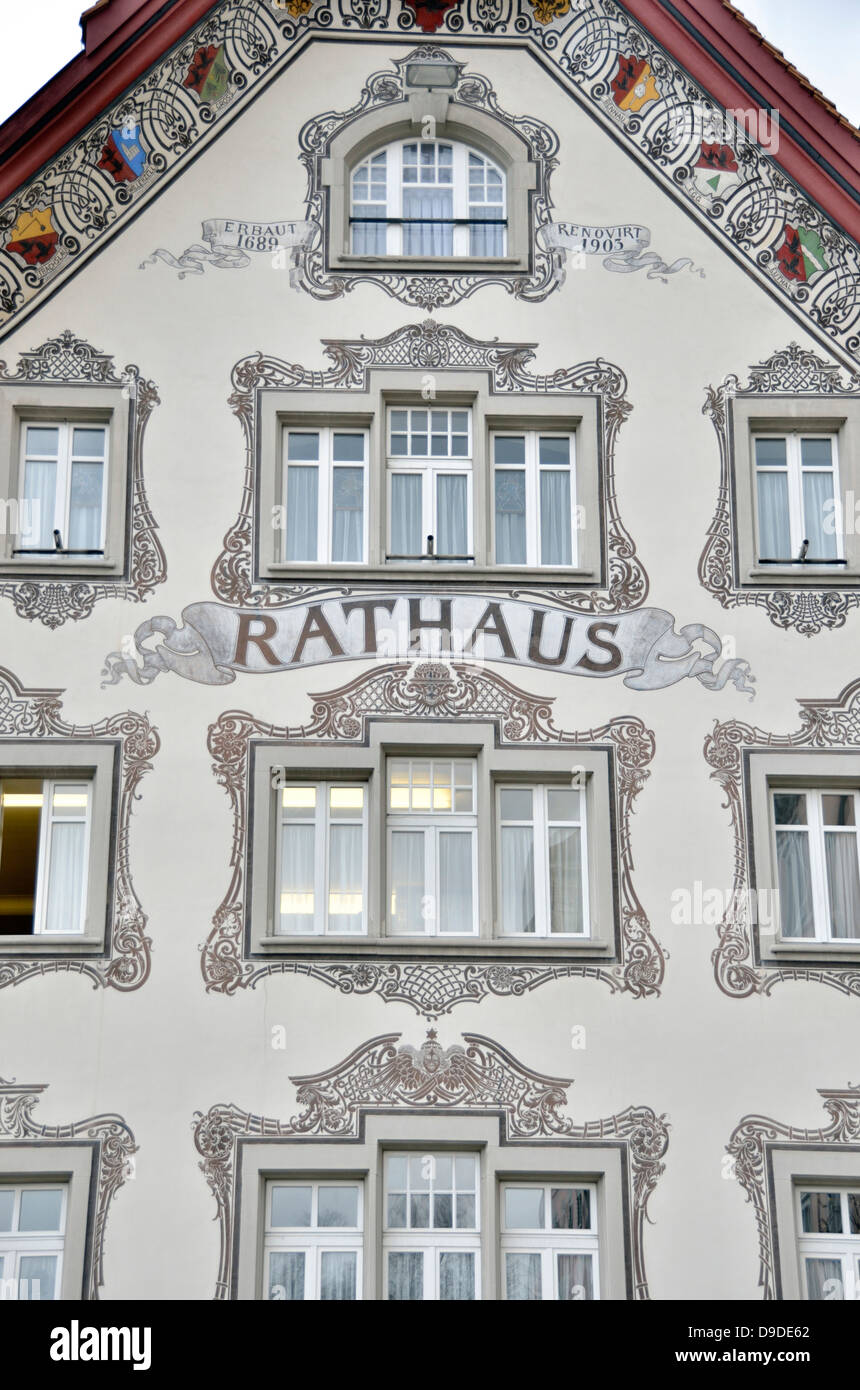 Rathaus (Town Hall), Einsiedeln, Schwyz, Schweiz. Stockfoto