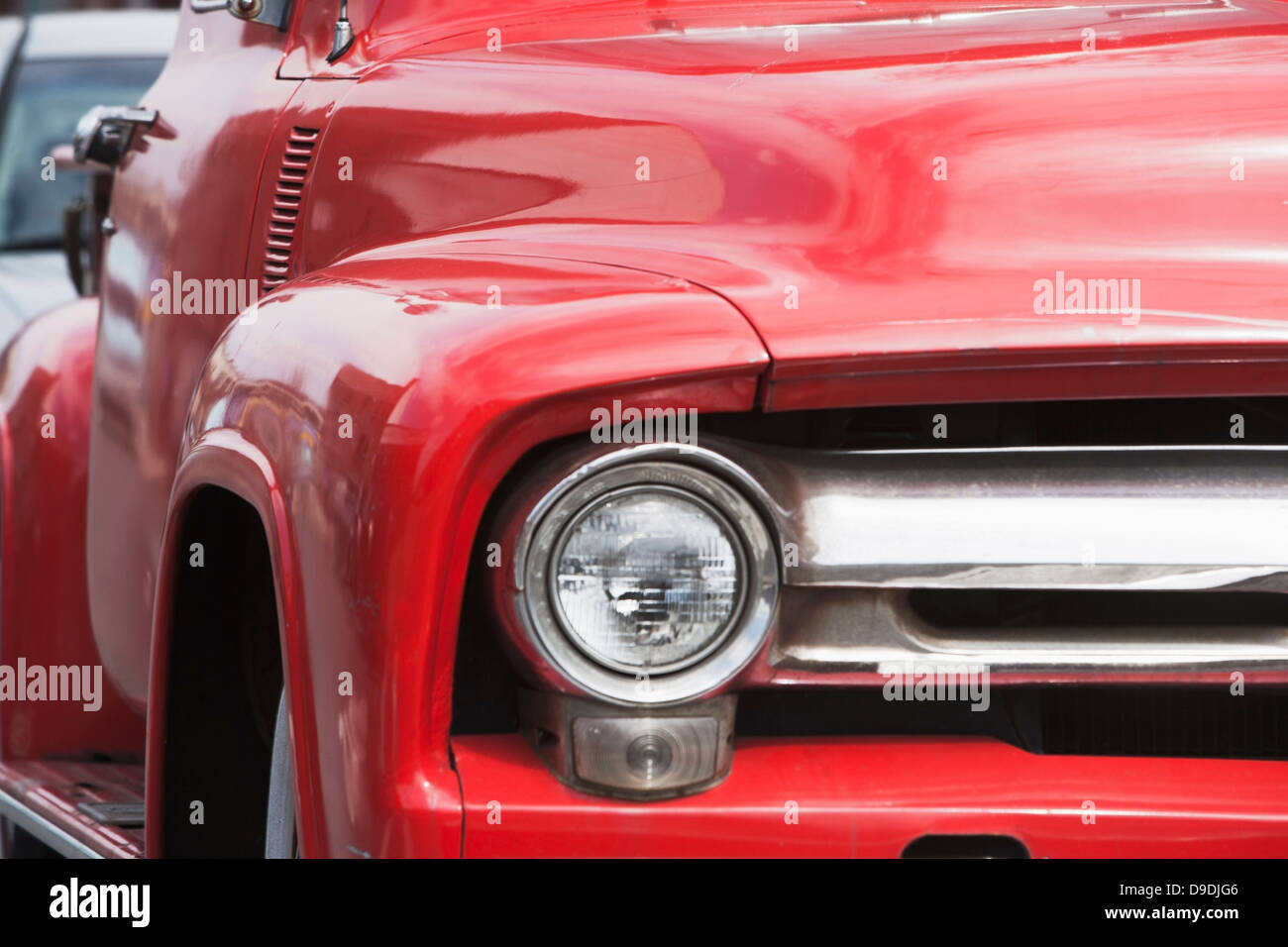 Nahaufnahme von roten Oldtimer Chevrolet truck Stockfoto
