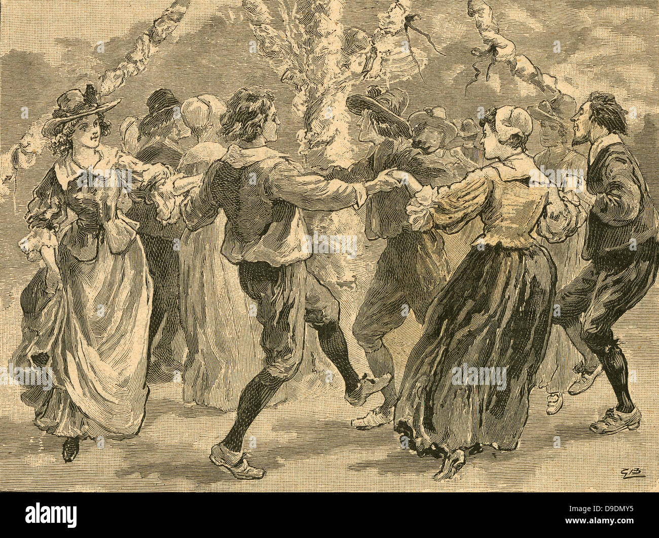 May Day schwelgt in England in der Zeit von Charles ich (1625-1649) Stockfoto
