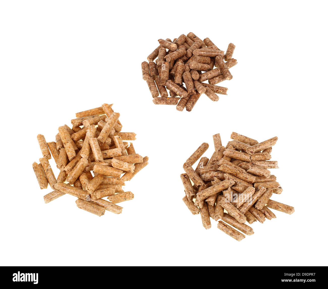 Verschiedene Arten von Pellets Eiche Kiefer Tanne Stockfoto