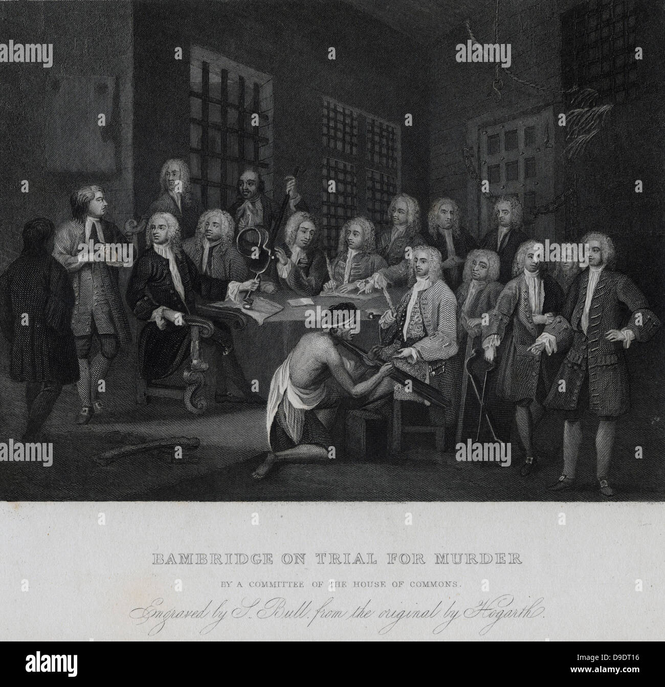 Thomas Bambridge (dc1750) vor dem Parlamentsausschuss Gefängnisse, 1729. Stockfoto