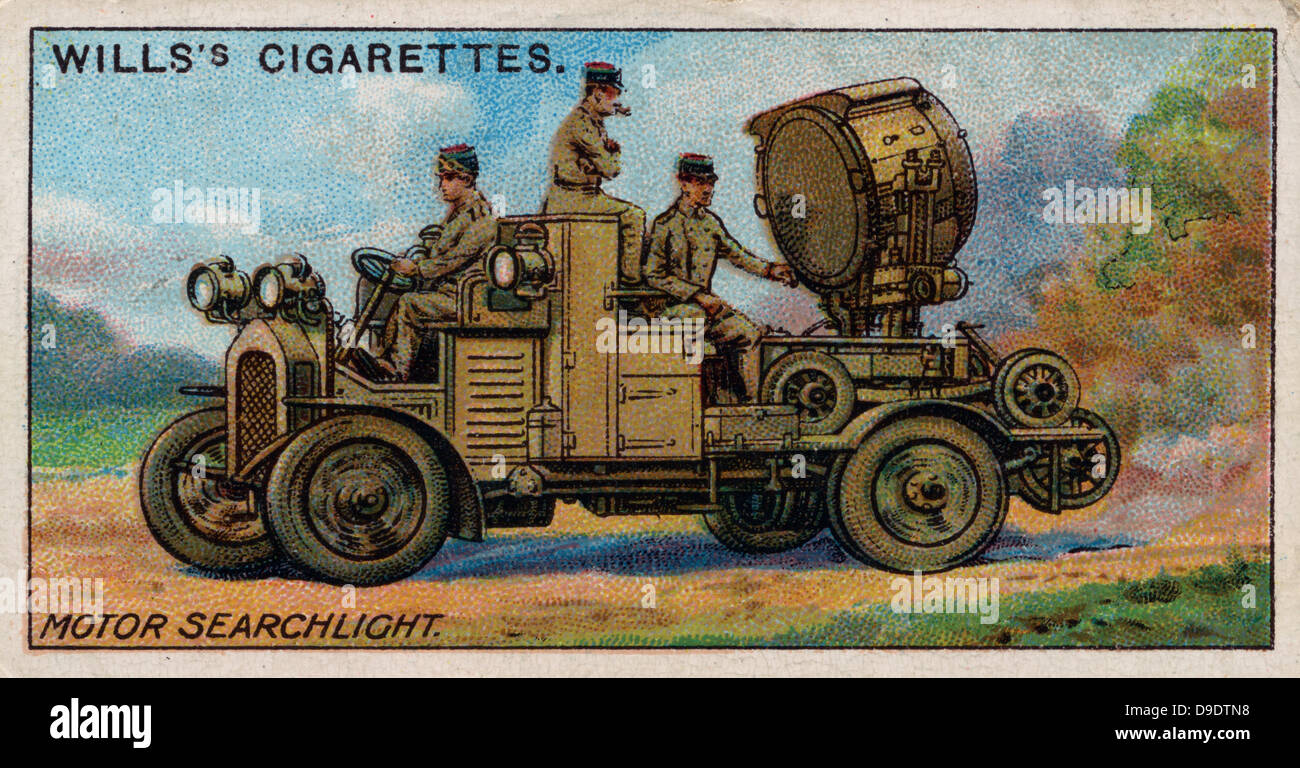 Militärische Motoren Serie, 1916: französische Motor Scheinwerfer. Stockfoto