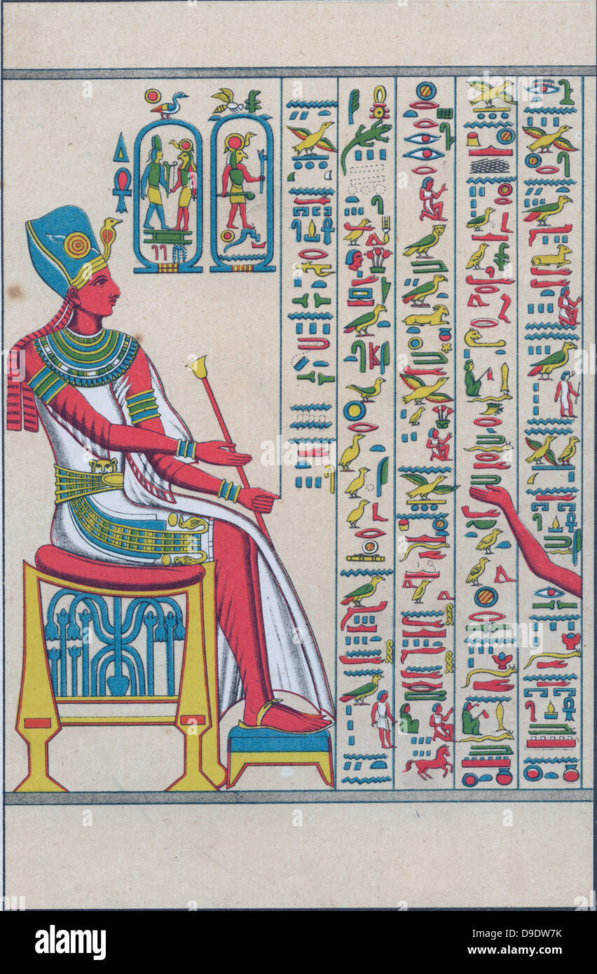 Ägyptische Hieroglyphen, Farblitho c1890. Stockfoto