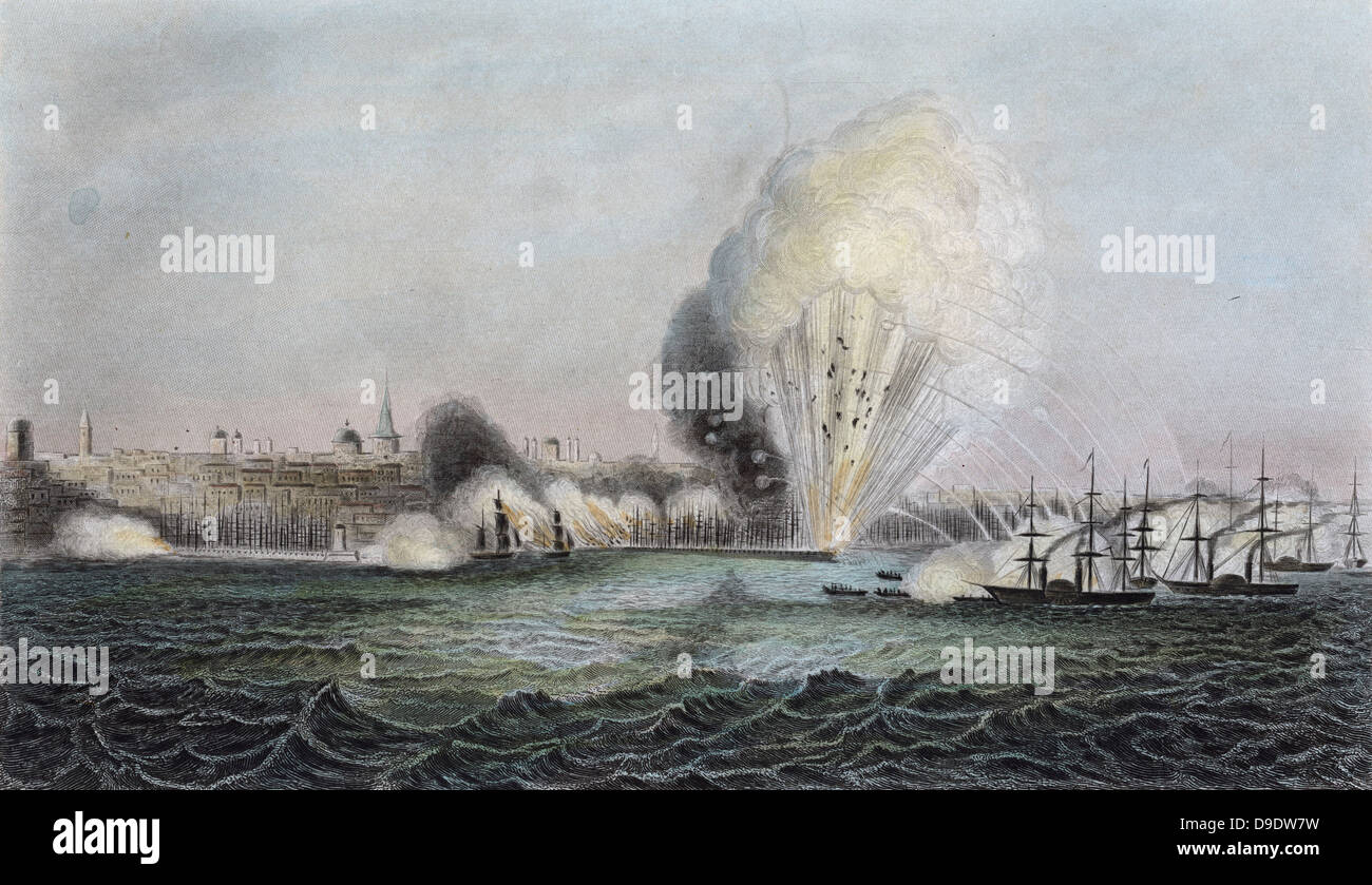 Krimkrieg: Britische und französische Bombardement von Odessa, 22. April 1854. Stockfoto