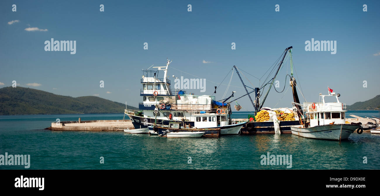 Pur Seiner Angelboote/Fischerboote in Akyaka Gökova Türkei Stockfoto