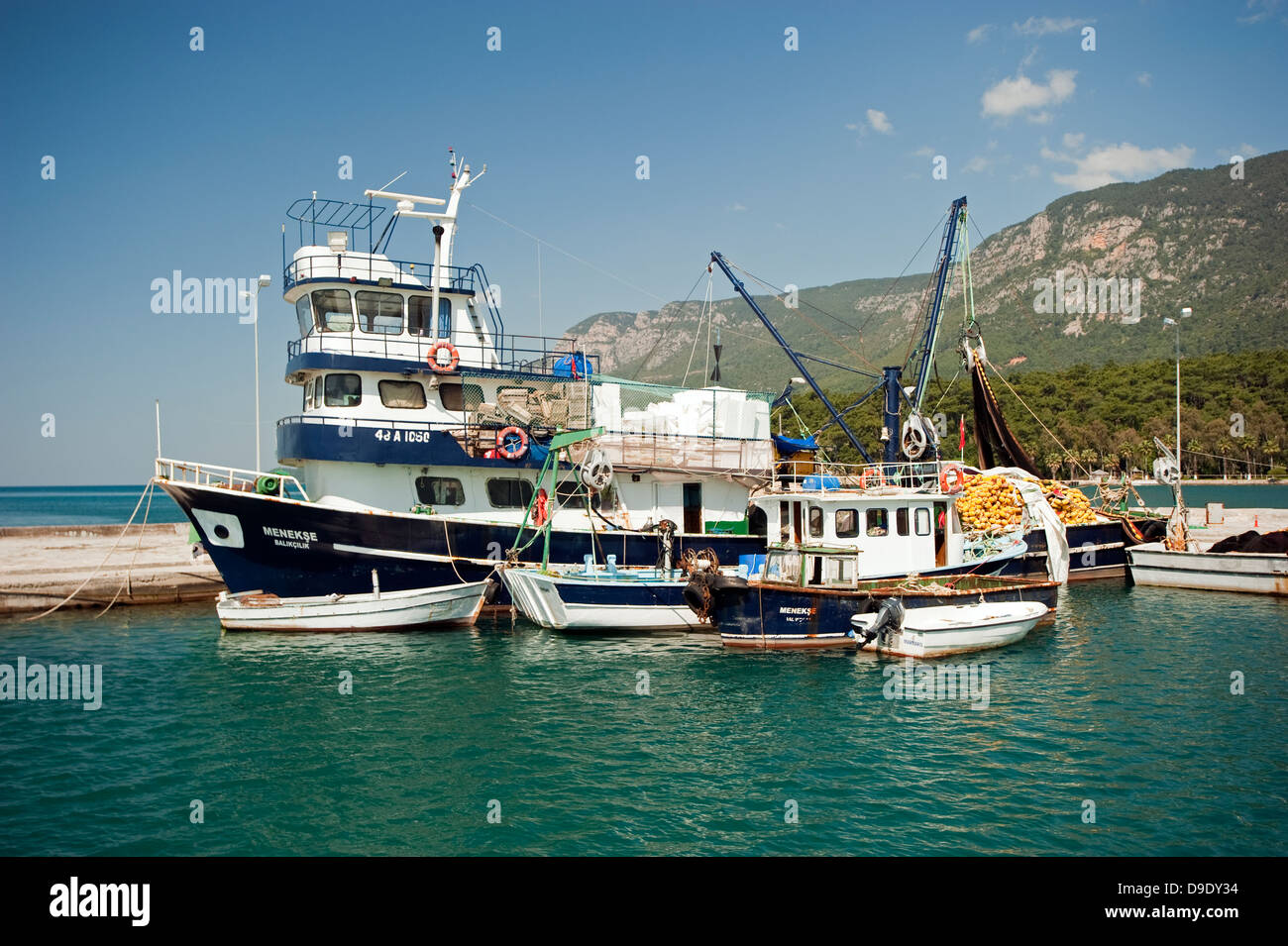 Pur Seiner Angelboote/Fischerboote in Akyaka Gökova Türkei Stockfoto