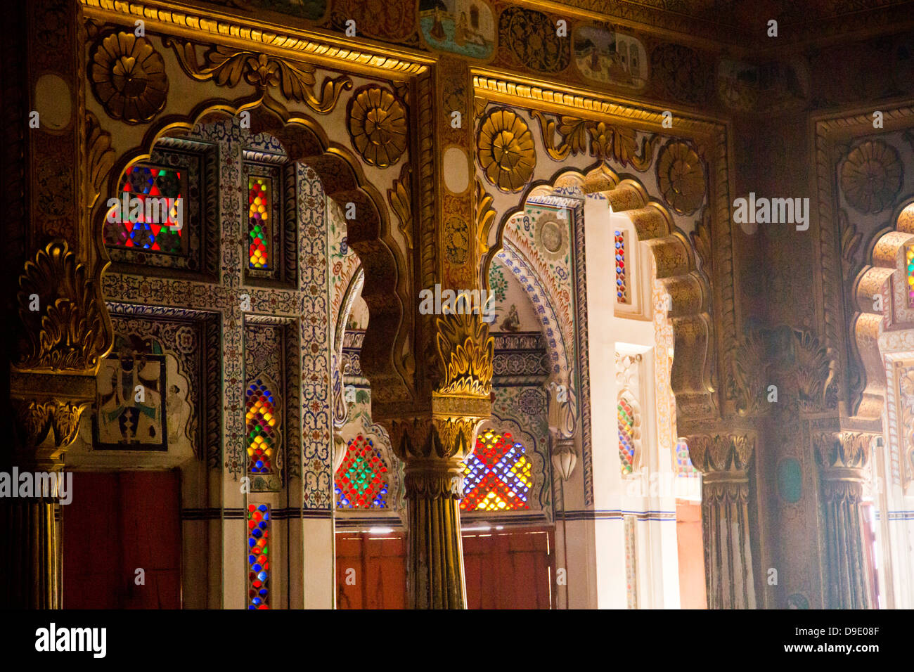 Einrichtung einer Festung Meherangarh Fort, Jodhpur, Rajasthan, Indien Stockfoto