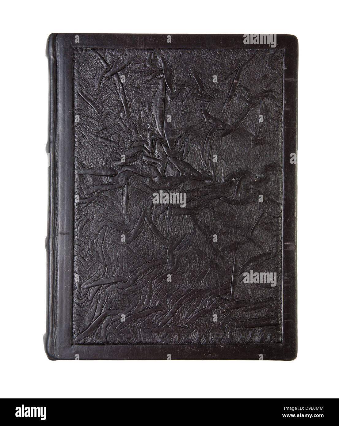 Altes Lederbuch, zerknitterten Textur, isoliert auf weiss Stockfoto