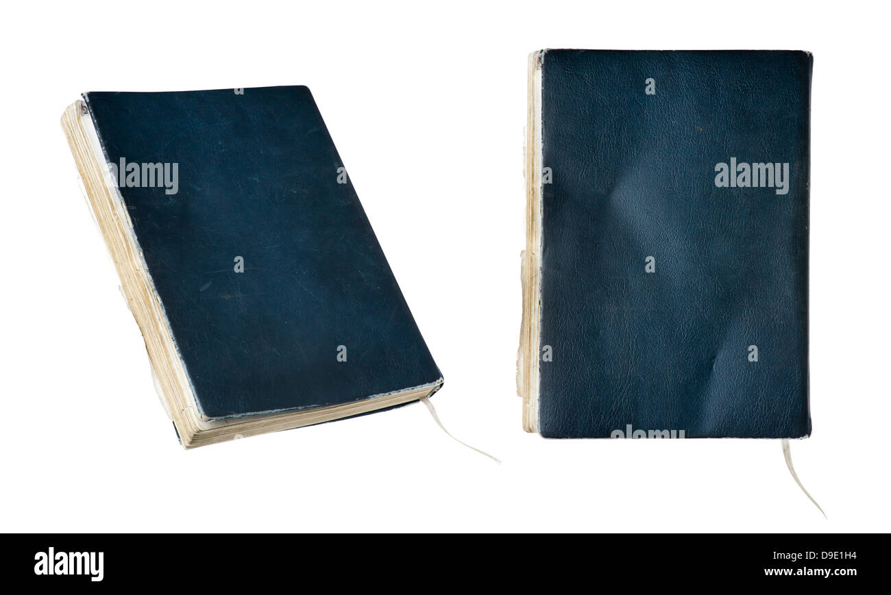 Leder altes Notizbuch aus zwei Blickwinkeln Stockfoto