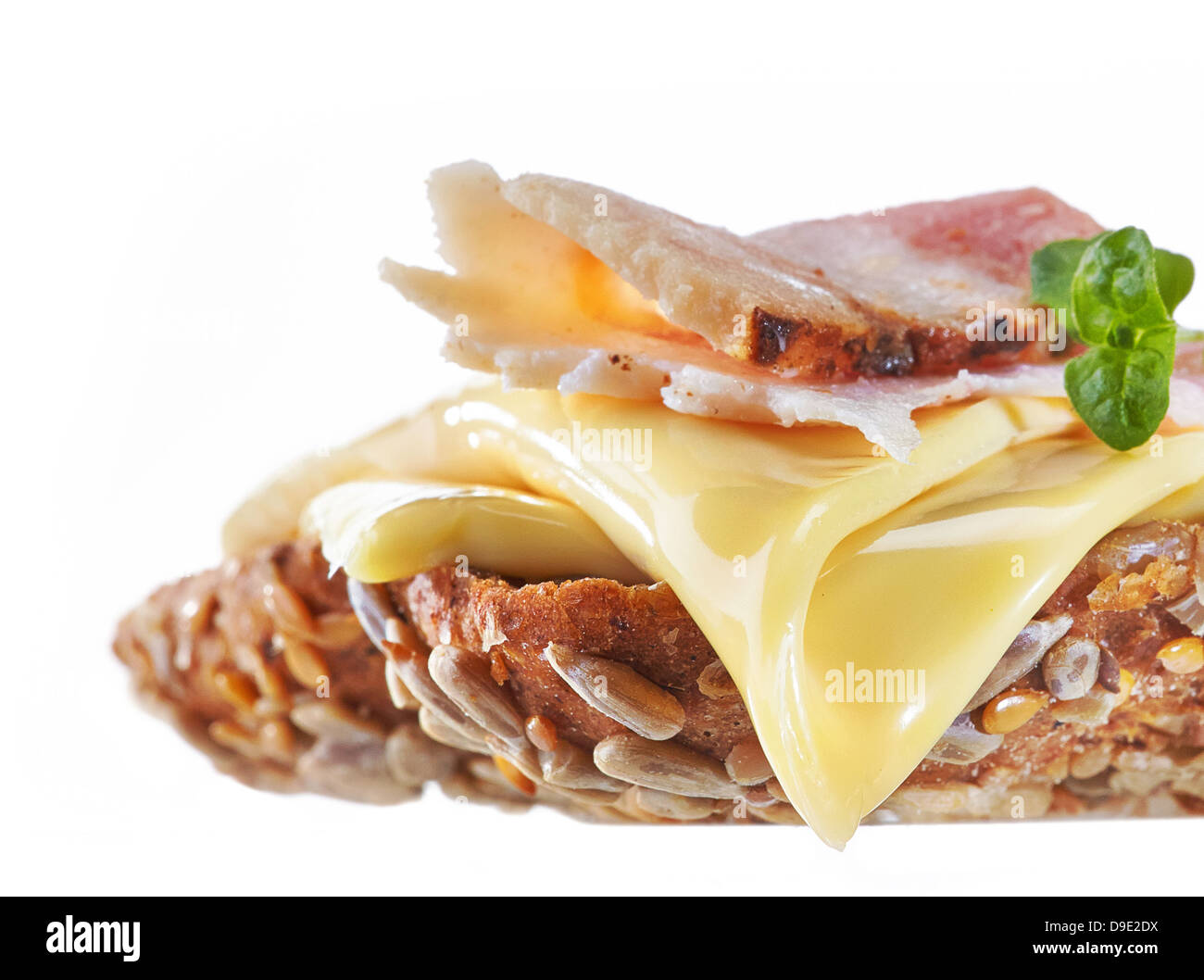 Sandwich mit Käse und Speck Stockfoto
