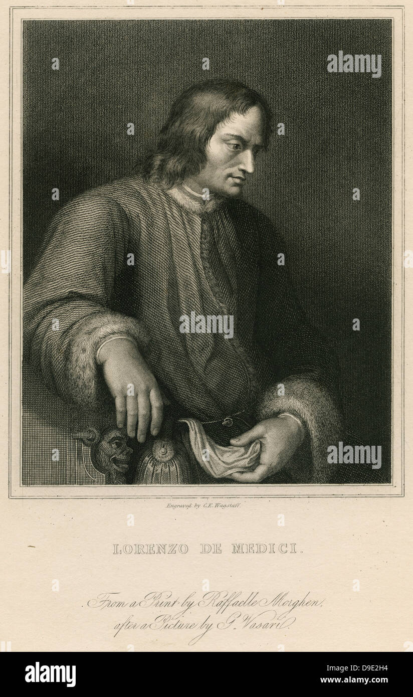 Lorenzo de Medici (1448-1492) namens Lorenzo il Magnifico. Floretine Herrscher. Stockfoto