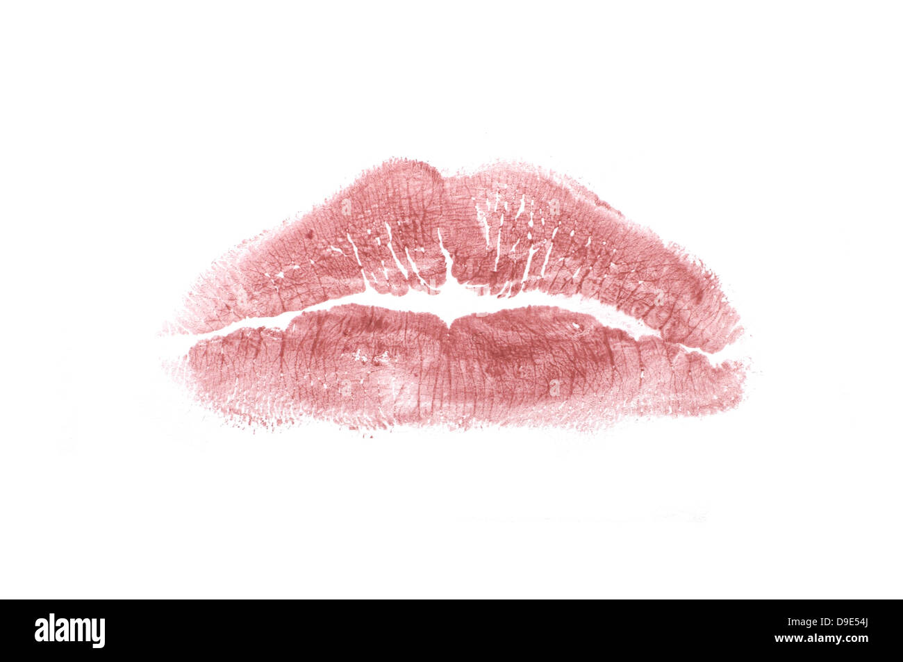 rote Lippen print auf weißem Hintergrund ausschneiden Stockfoto