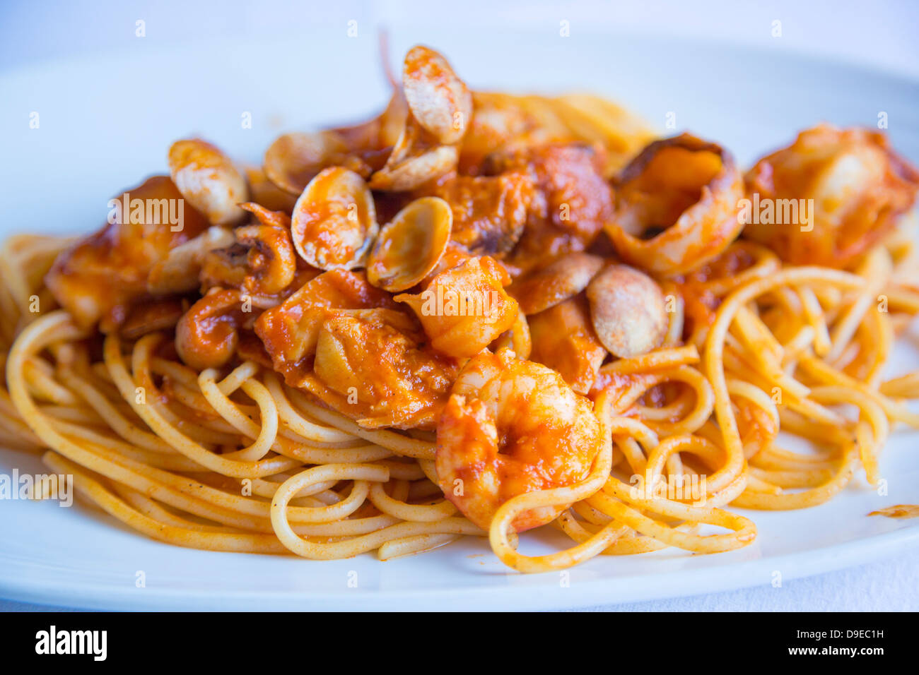 Meeresfrüchte Spaghetti, Spaghetti de Mer, Sfax, Tunesien Stockfoto