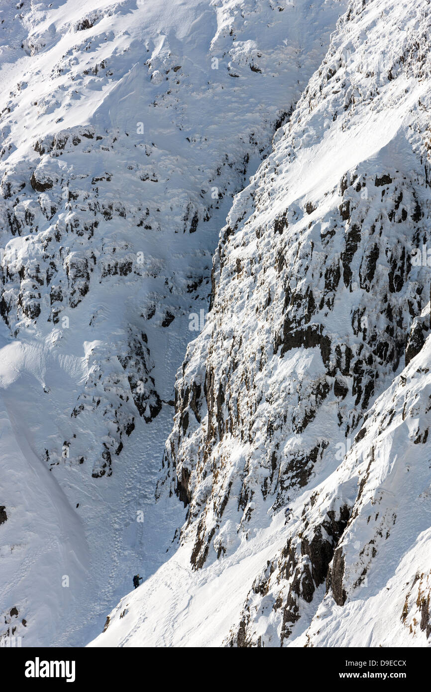 Winter Klettern auf Snowdon (Yr Wyddfa), Snowdonia-Nationalpark, Wales, UK, Europa. Stockfoto