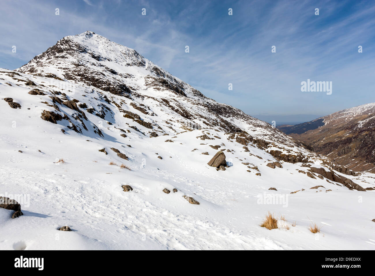 Blick von Pyg Track, Snowdonia-Nationalpark, Wales, UK, Europa. Stockfoto