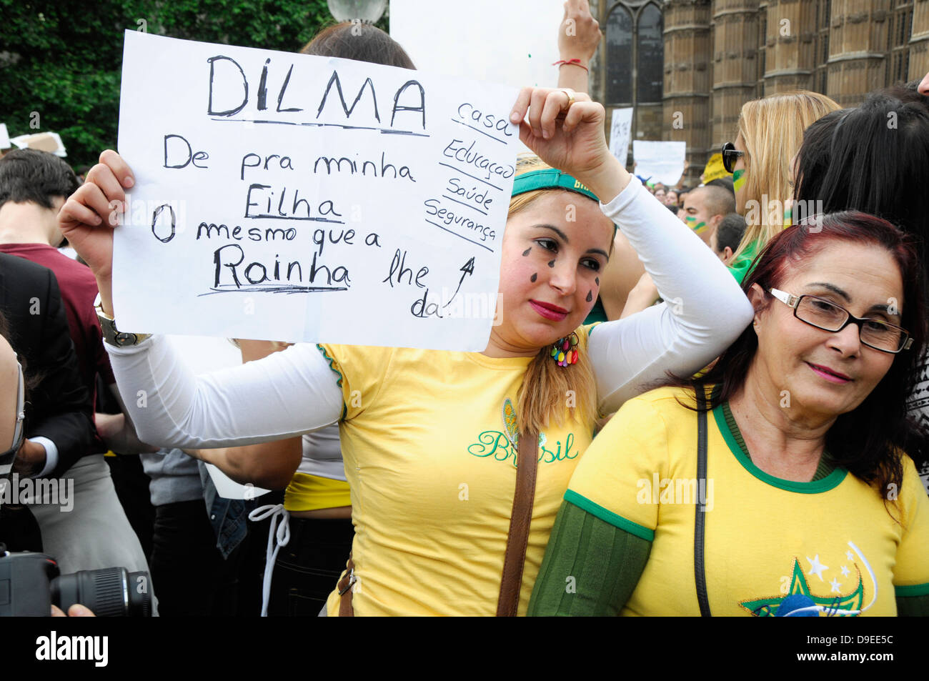 Brasilianische Protest in London Stockfoto