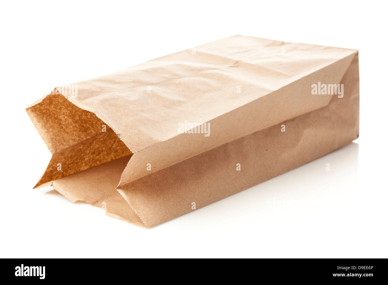 Brown Paper Bag Sack Lunch auf einem Hintergrund Stockfoto