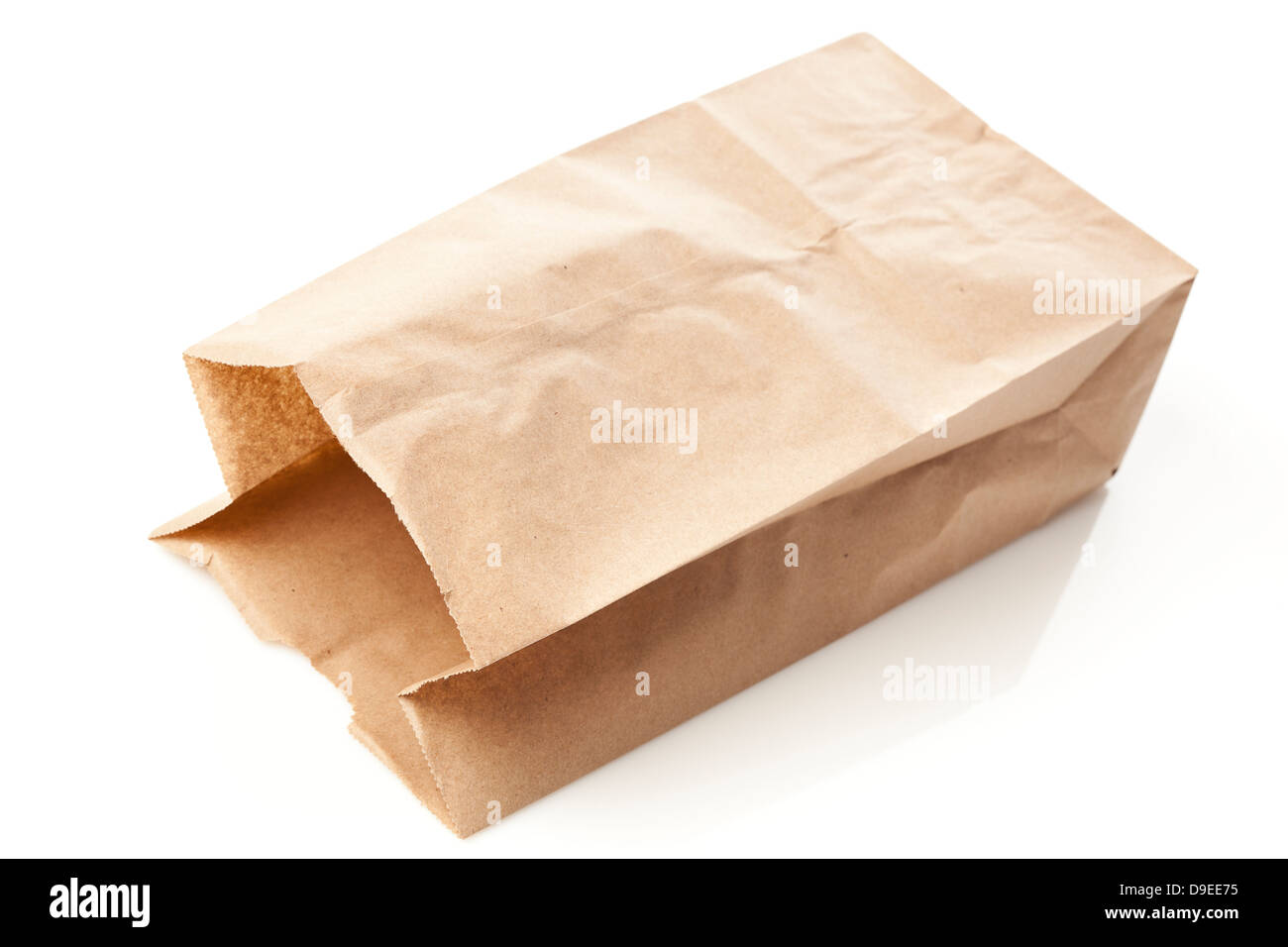 Brown Paper Bag Sack Lunch auf einem Hintergrund Stockfoto