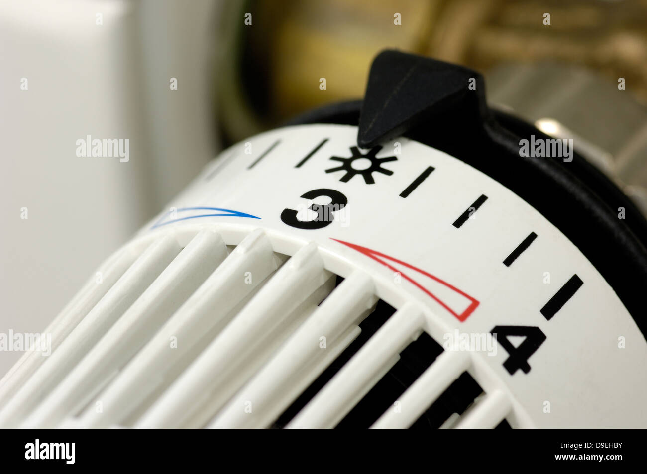 Heizung Thermostat auf Stufe 3 Stockfotografie - Alamy