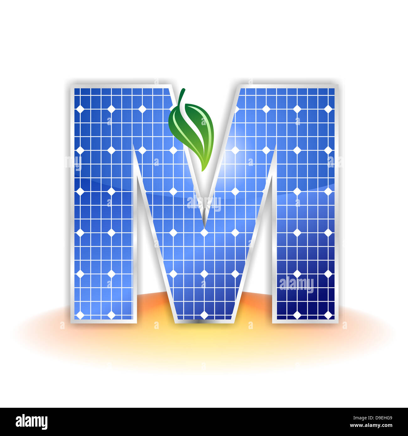 Solar-Panel, Illustration, M, Hauptstadt, Buchstabe M, Symbol, Textur Stockfoto
