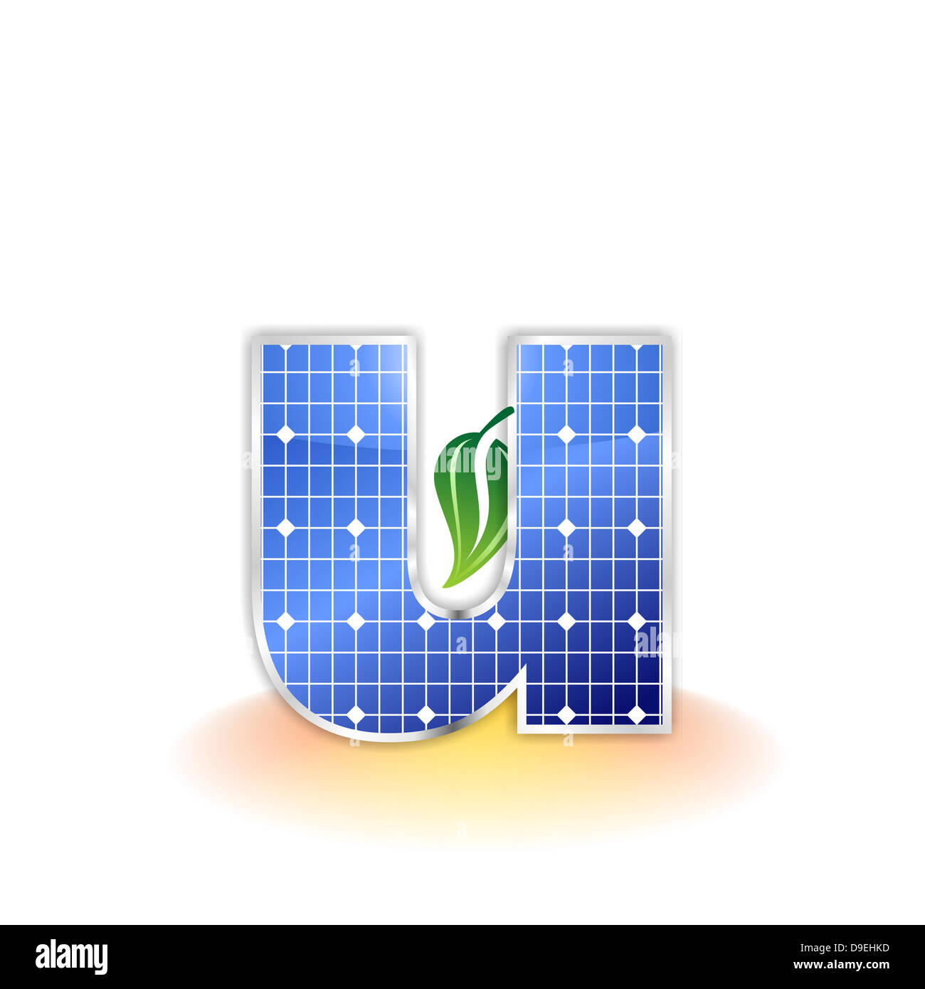 U, Buchstabe U, Solar-Panel, Illustration, Symbol, Textur Stockfoto