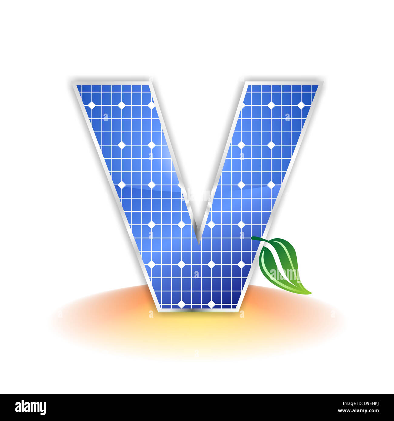 V, Hauptstadt, Buchstabe V, Solar-Panel, Illustration, Symbol, Textur Stockfoto