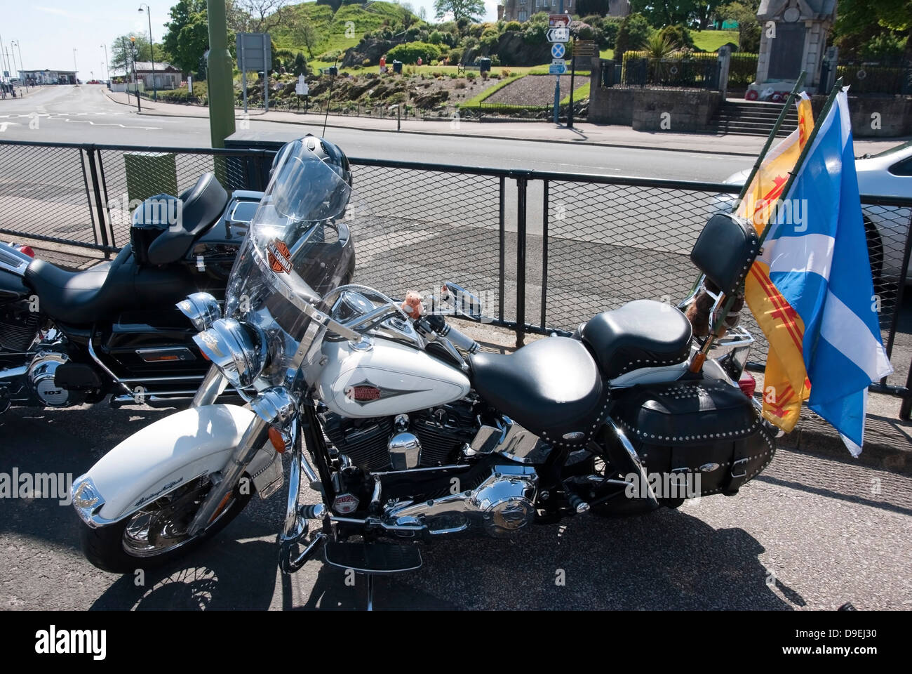 Weißen Harley-Davidson Heritage Softail-Motorrad Stockfoto