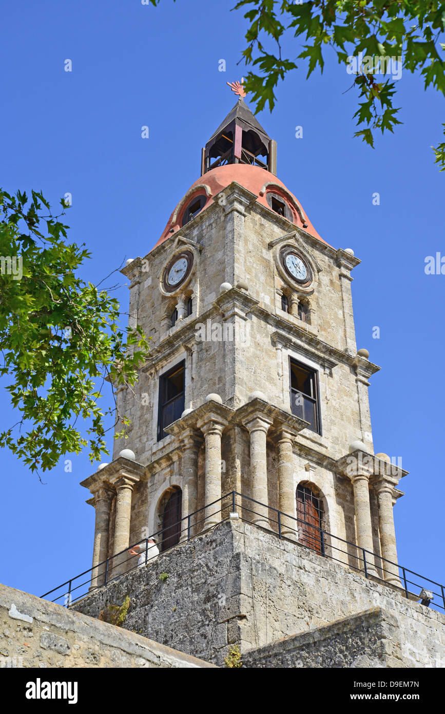 Byzantinische Glockenturm, Altstadt, Altstadt von Rhodos, Rhodos (Rodos), die Dodekanes, Region südliche Ägäis, Griechenland Stockfoto