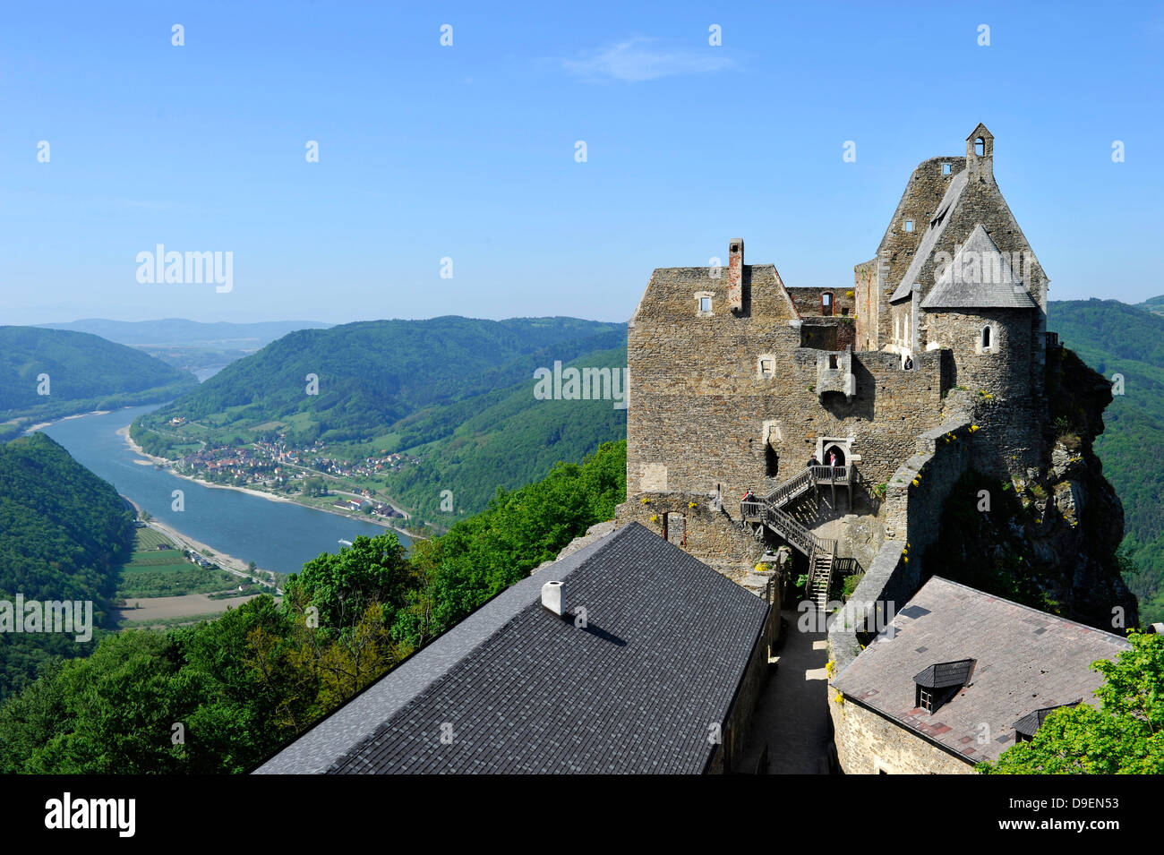 Ruinierte Burg Aggstein, Wachau, UNESCO-Weltkulturerbe Welt Natur Erbe Wachau, Niederösterreich, Österreich, Europa Stockfoto