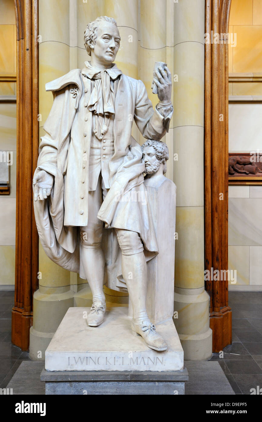 Statue der Johann Joachim Winckelmann von Ludwig Wilhelm Wichmann, Innenansicht Friedrichswerdersche Kirche, Schinkel, Schin Stockfoto