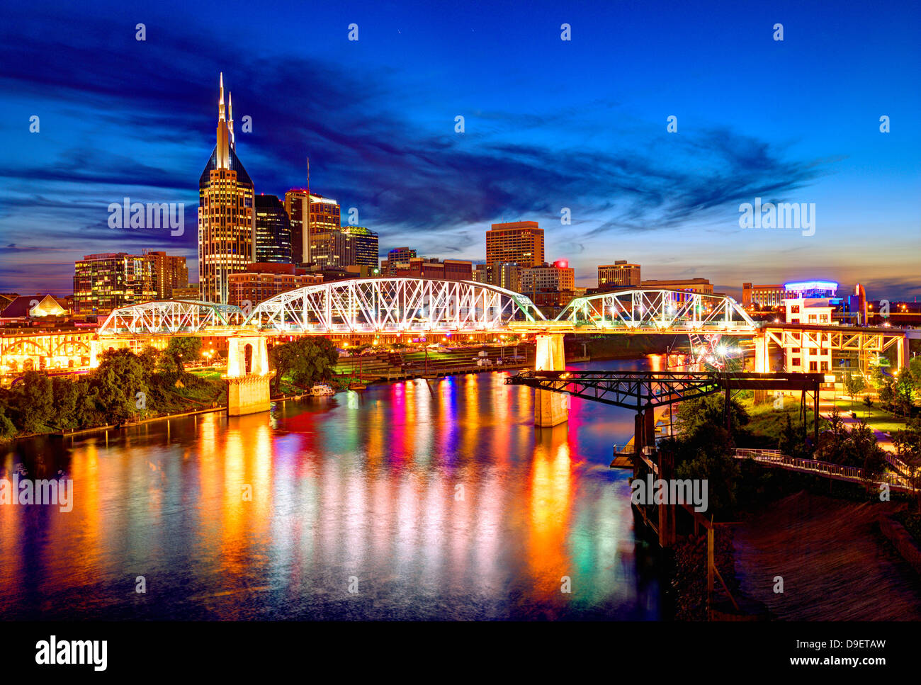 Skyline der Innenstadt von Nashville, Tennessee, USA. Stockfoto