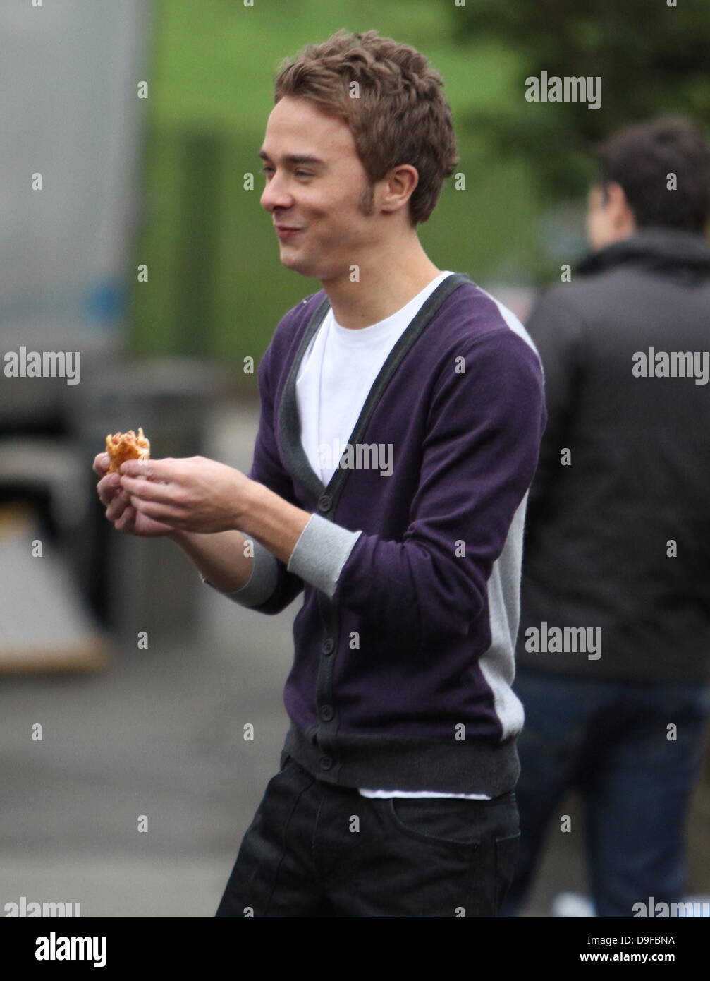 Jack Shepherd "Coronation Street" Besetzung entdeckt während der Dreharbeiten vor Ort Manchester, England - 28.02.11 Stockfoto