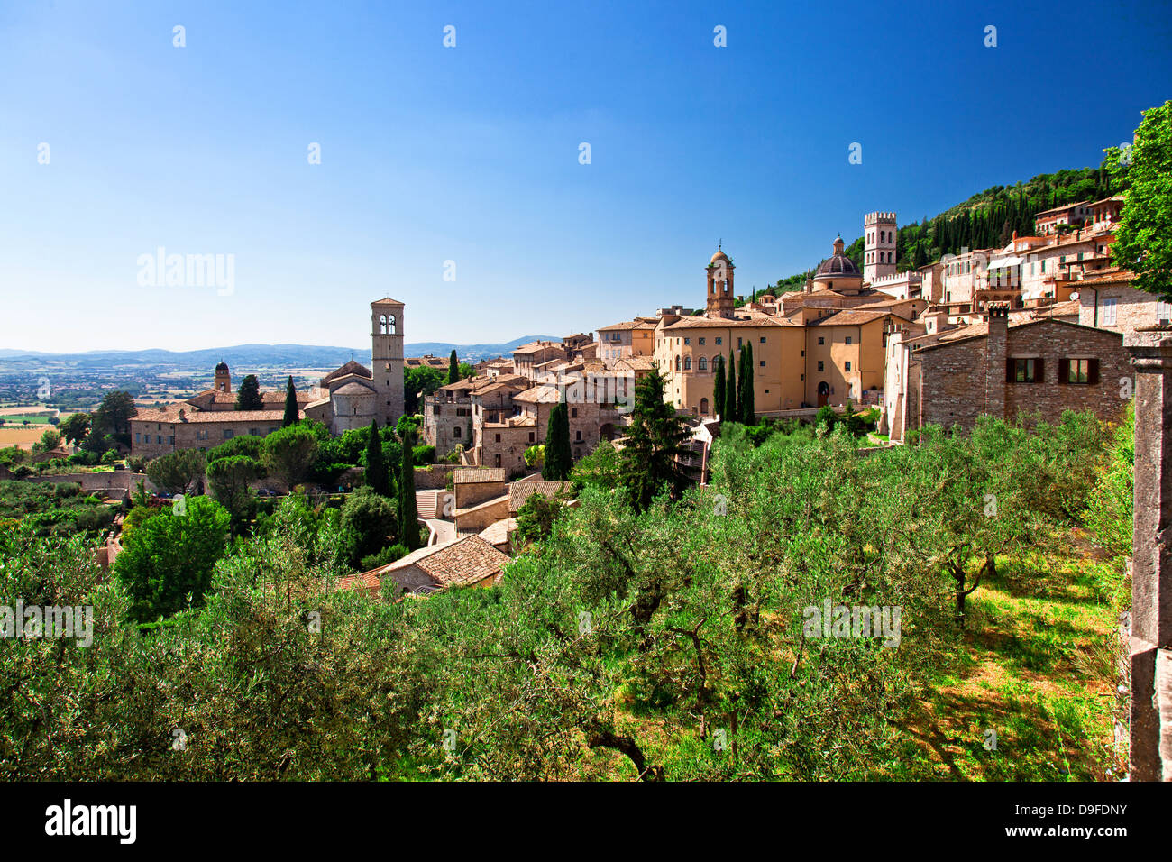 Ansicht der Altstadt von Assisi in Italien Stockfoto