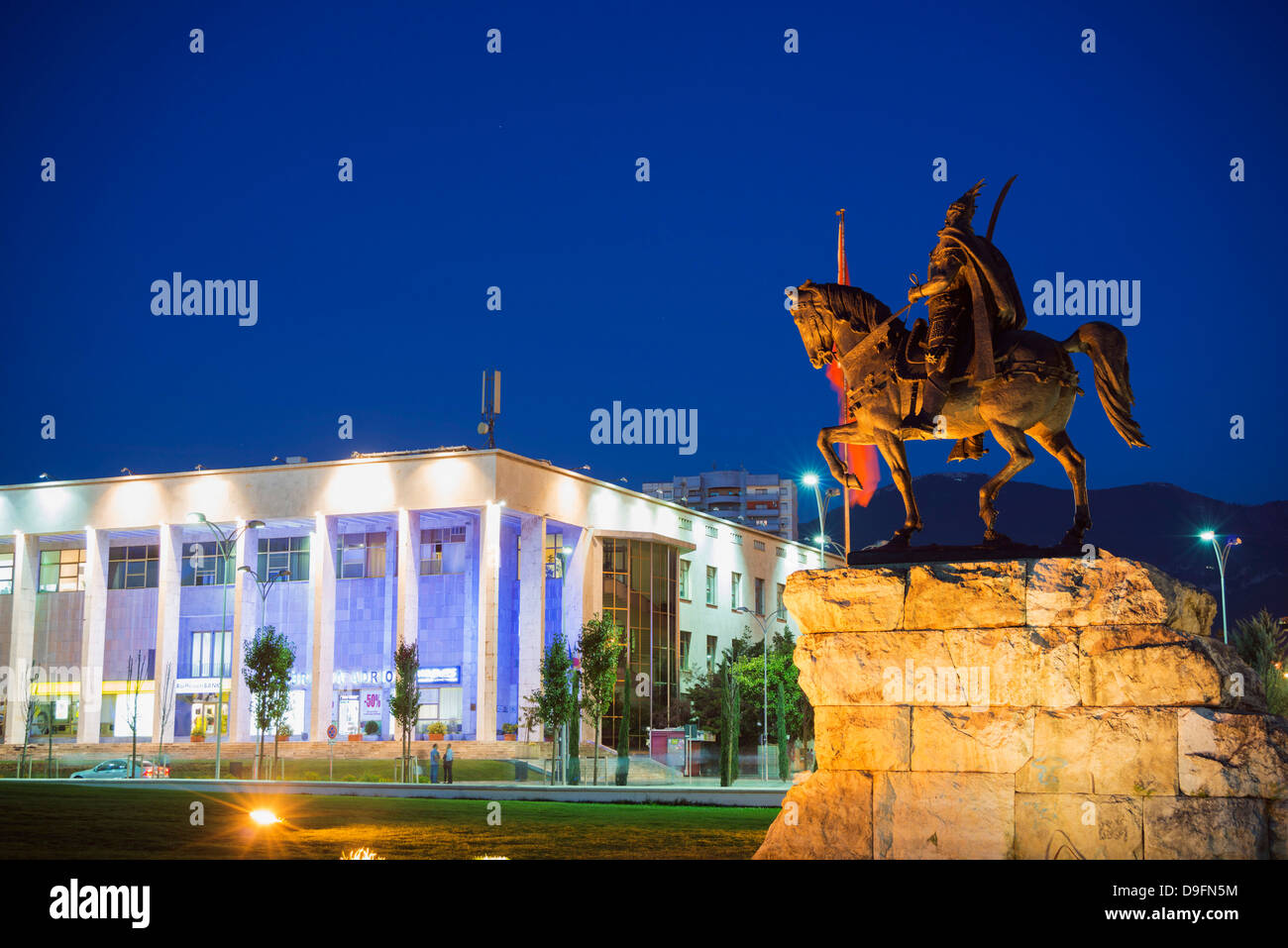 Reiterstatue von Skanderbeg, Tirana, Albanien Stockfoto