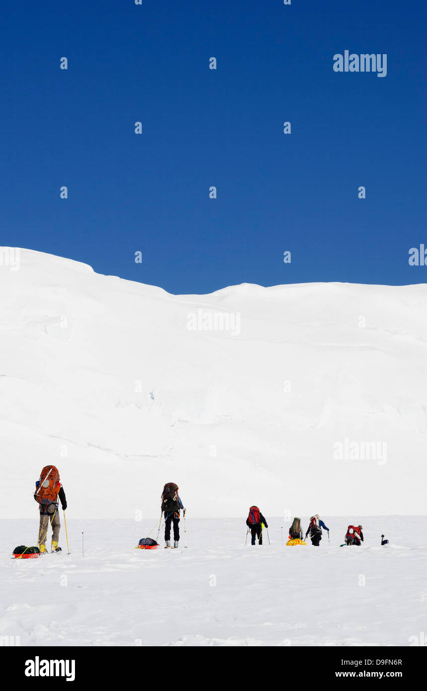 Klettern Expedition auf den Mount McKinley, 6194m, Denali National Park, Alaska, USA Stockfoto