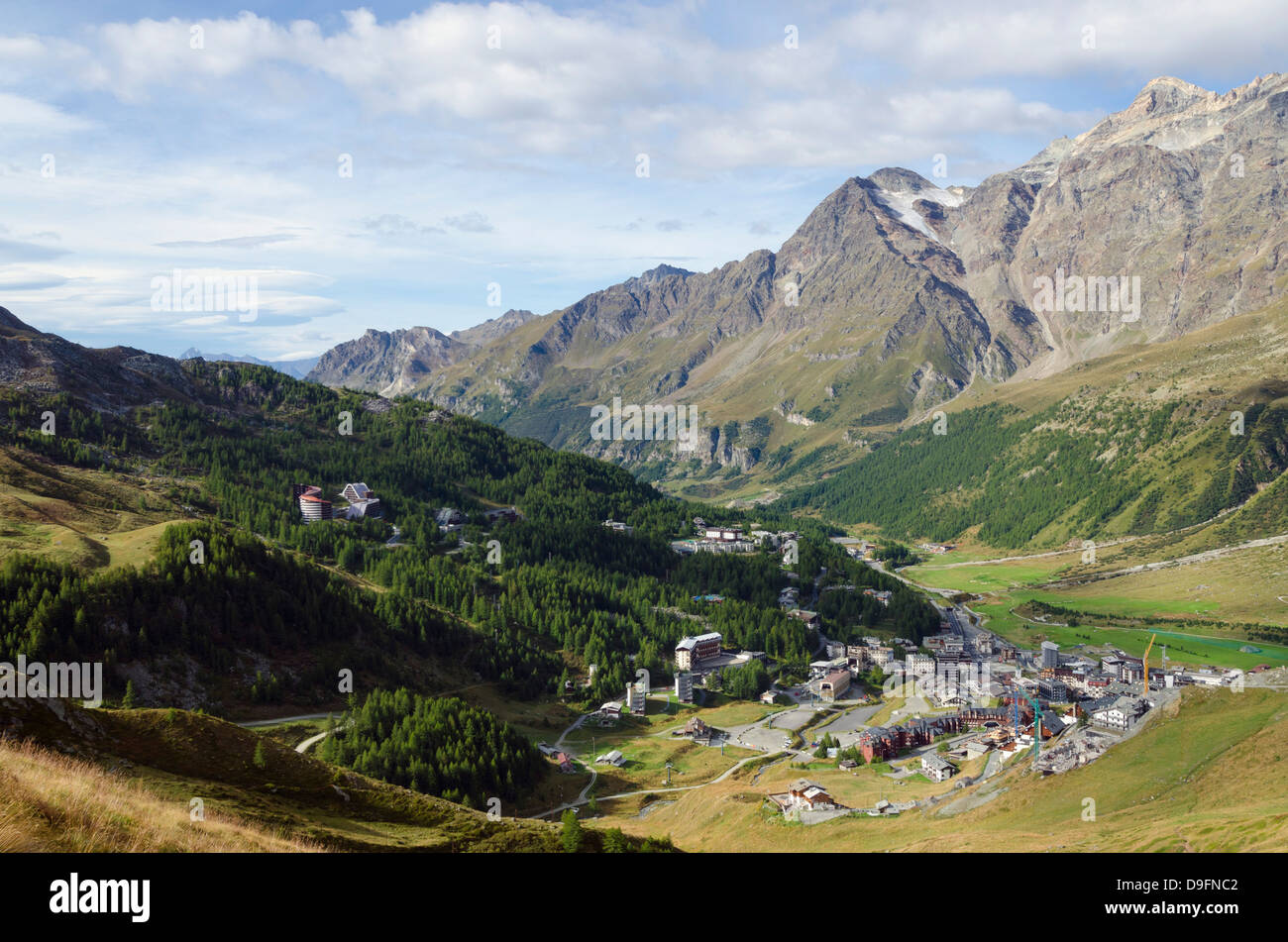 Breuil Cervinia Ferienort, Aostatal, Italienische Alpen, Italien Stockfoto