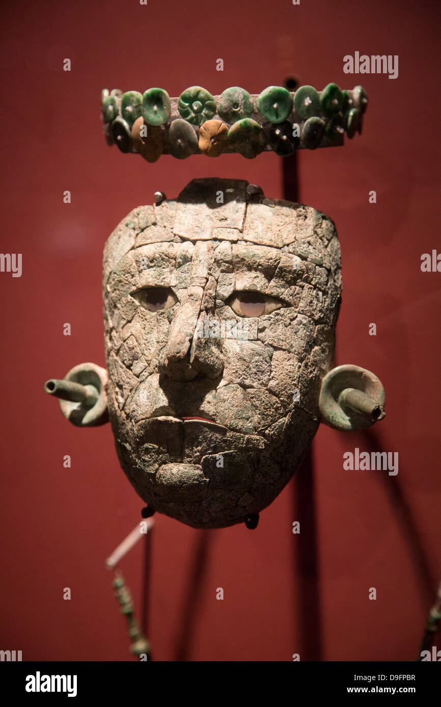 Maske der Roten Königin aus dem Grab in Tempel XIII, Museum von Palenque, archäologischen Zone Palenque, Chiapas, Mexiko Stockfoto