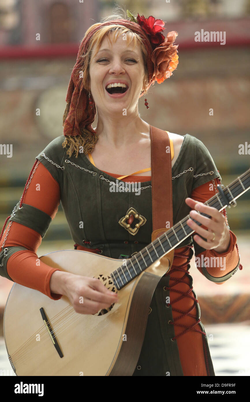 Mittelalterliche Musik, das Mittelalterfest von Provins, UNESCO-Weltkulturerbe, Seine-et-Marne, Ile de France, Frankreich Stockfoto