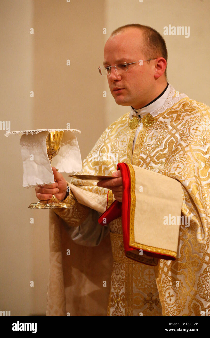 Orthodoxe Messe, St. Jean Chrysotome Liturgie, Villemomble, Seine-Saint-Denis, Frankreich Stockfoto