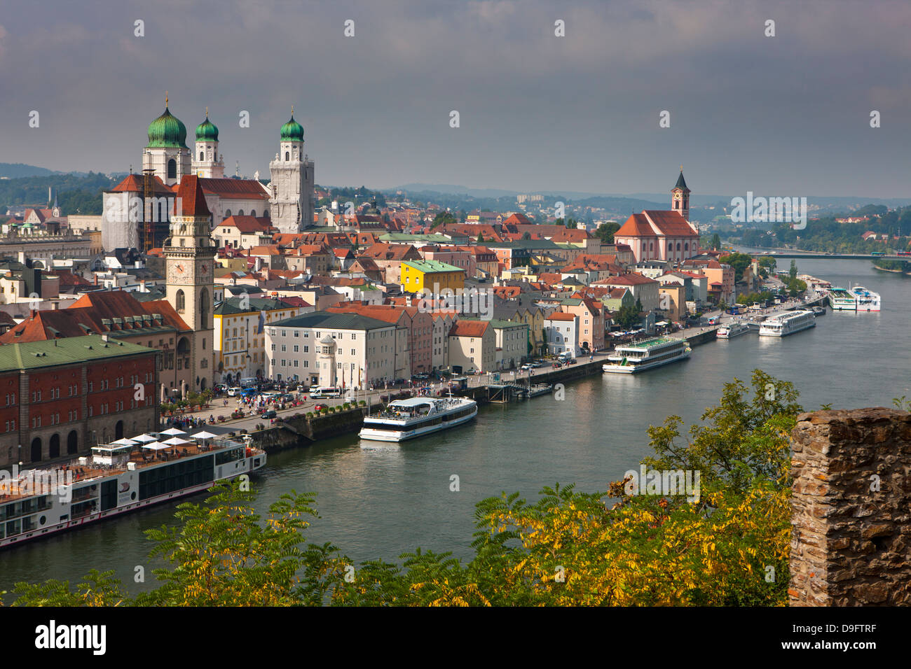 Blick über die Donau und Passau, Bayern, Deutschland Stockfoto